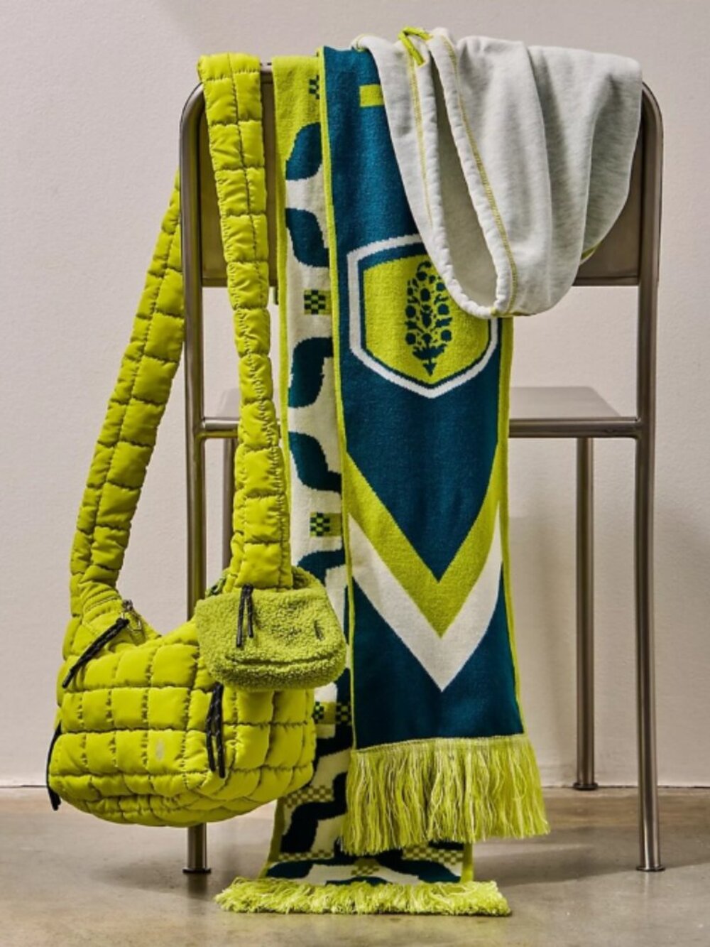 Free People Movement Big League Reversible Green Winter Colorful‎ Scarf - NEW